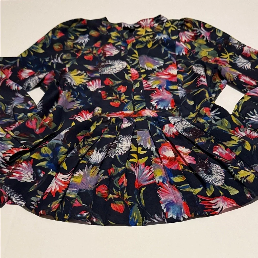 J. Crew Multicolor Floral Blouse XS 100%silk